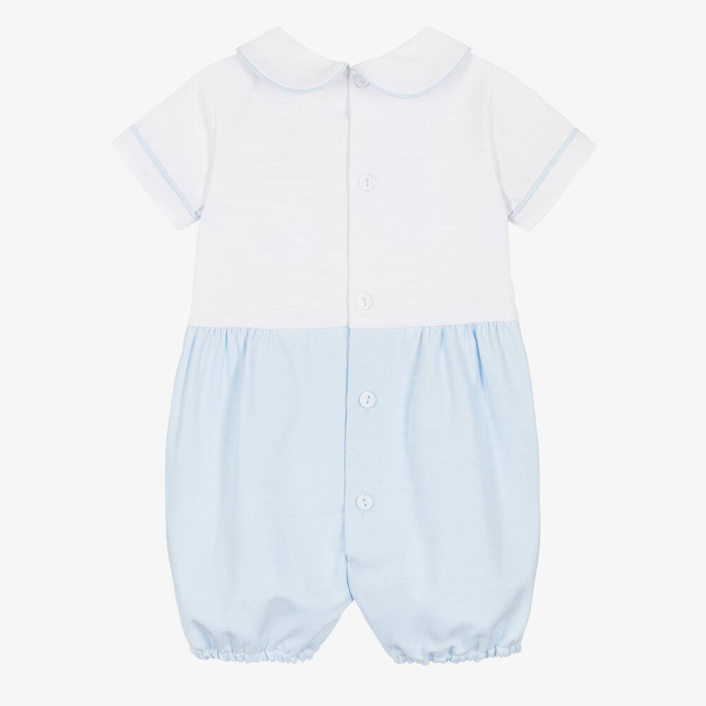 Peter Rabbit™ by Childrensalon-Baby Boys Blue & White Cotton Embroidered Shortie | Childrensalon