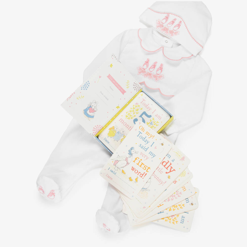 Peter Rabbit™ by Childrensalon-Baby Girls White & Pink Peter Rabbit First Moments Gift Set | Childrensalon