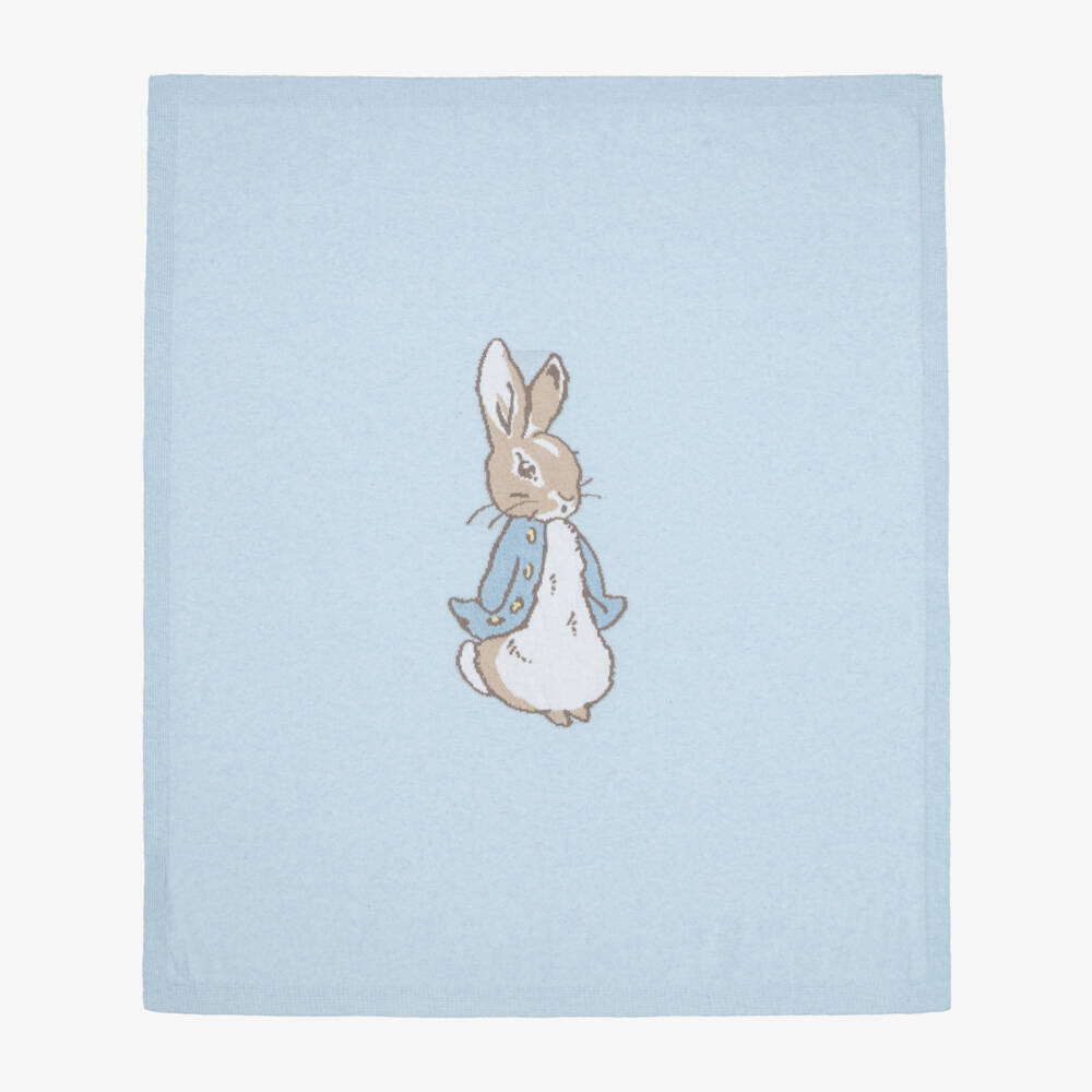 Peter Rabbit™ by Childrensalon-بطانية صوف مارينو وكشمير محبوكة لون أزرق (102 سم) | Childrensalon