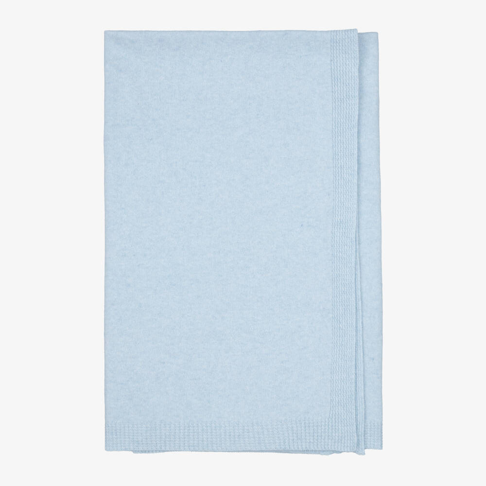 Peter Rabbit™ by Childrensalon-Blue Knitted Merino Wool Blanket with Cashmere (102cm) | Childrensalon