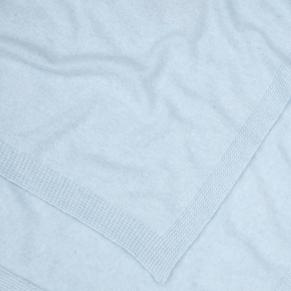 Peter Rabbit™ by Childrensalon-Blue Knitted Merino Wool Blanket with Cashmere (102cm) | Childrensalon