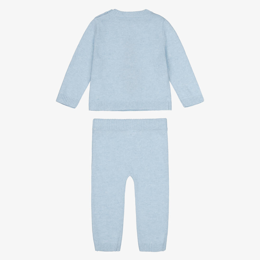 Peter Rabbit™ by Childrensalon-Boys Blue Merino Wool Knit Trouser Set with Cashmere | Childrensalon