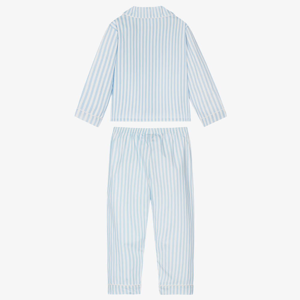 Peter Rabbit™ by Childrensalon-Boys Blue Stripe Cotton Petter Rabbit Long Pyjamas | Childrensalon