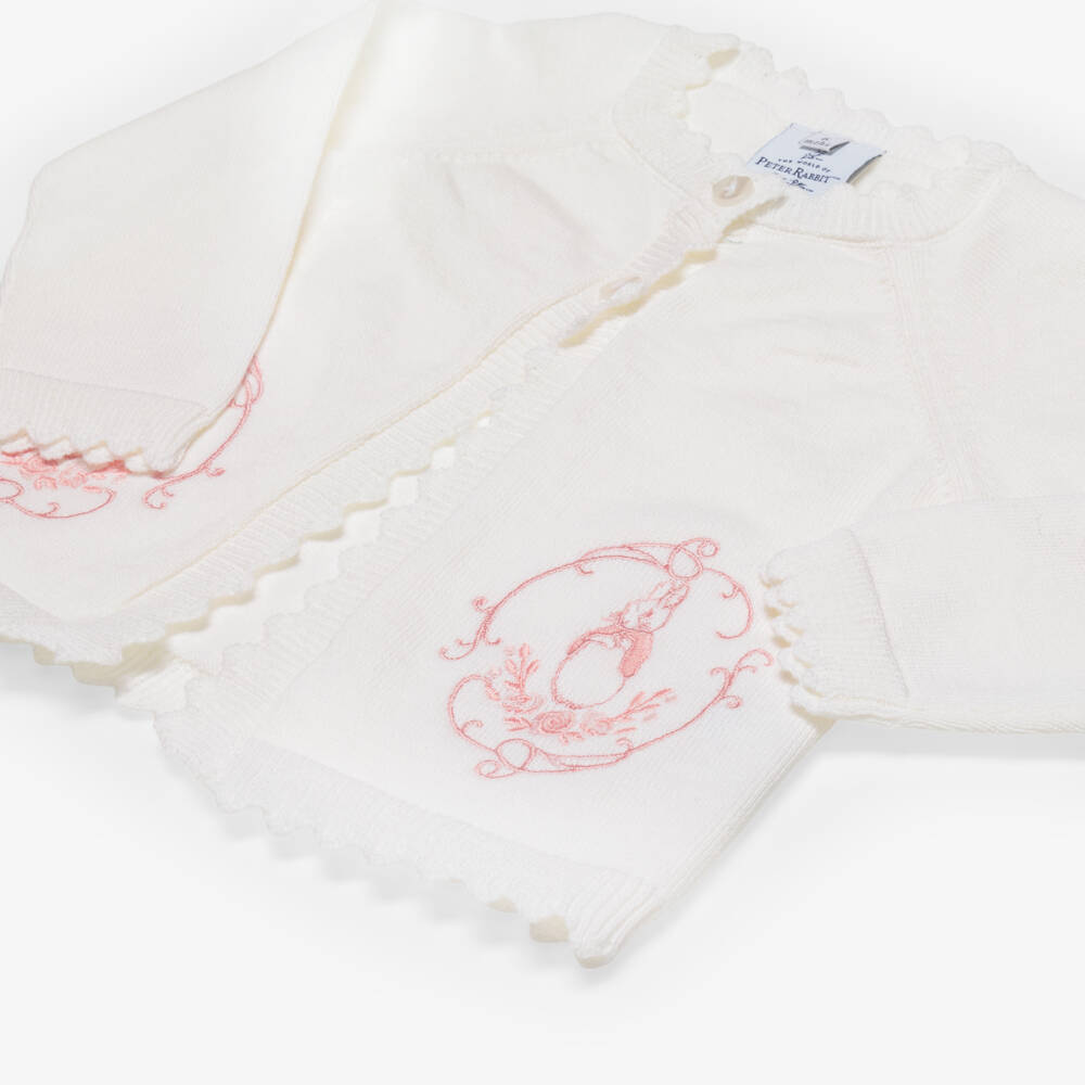 Peter Rabbit™ by Childrensalon-Girl Ivory Flopsy Bunny Embroidered Cardigan | Childrensalon
