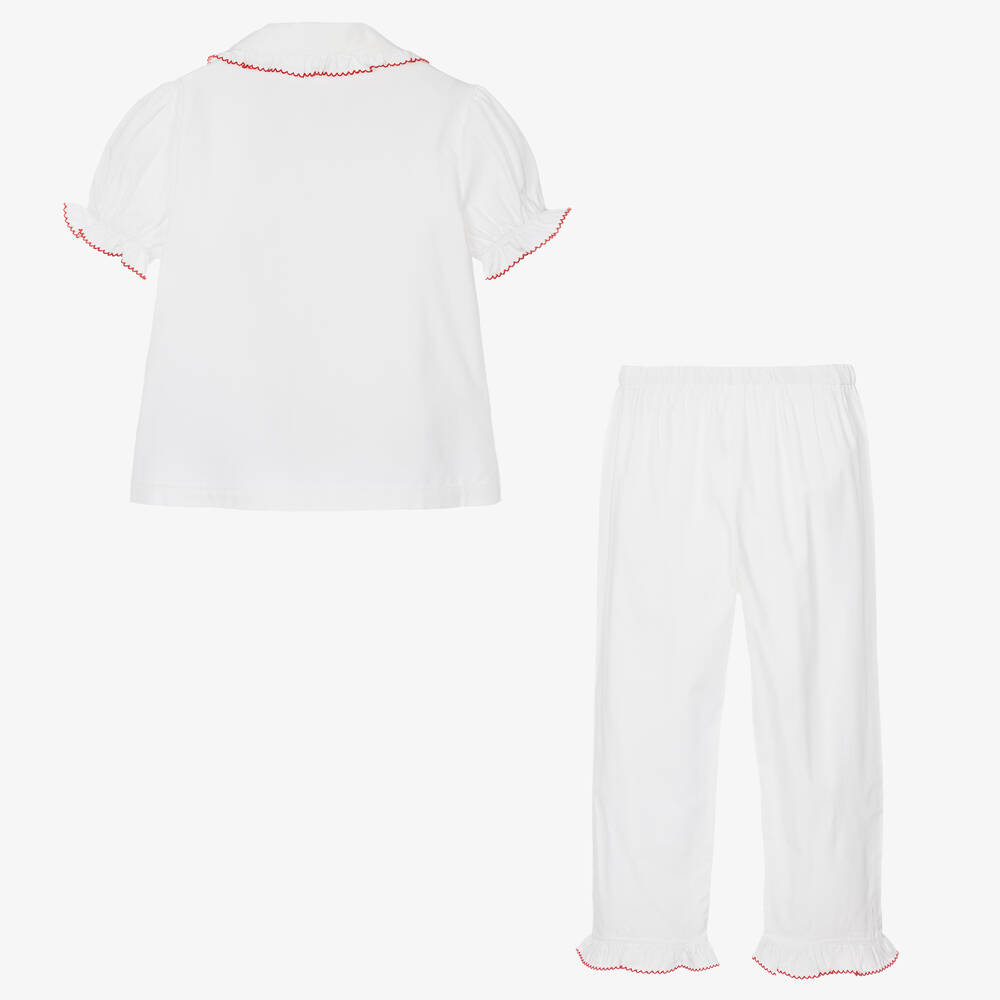 Peter Rabbit™ by Childrensalon-Girls Personalised White Embroidered Pyjamas | Childrensalon