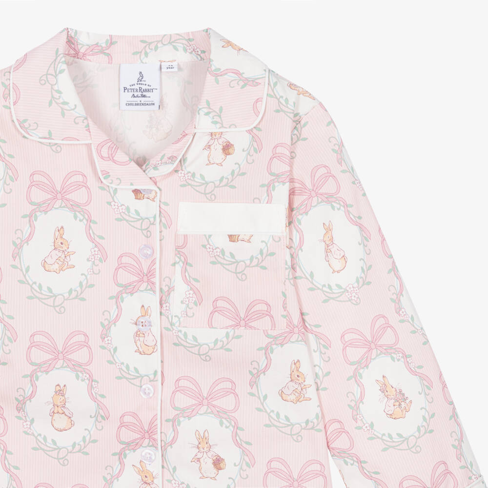 Peter Rabbit™ by Childrensalon-Girls Pink Cotton Flopsy Bunnies Long Pyjamas | Childrensalon