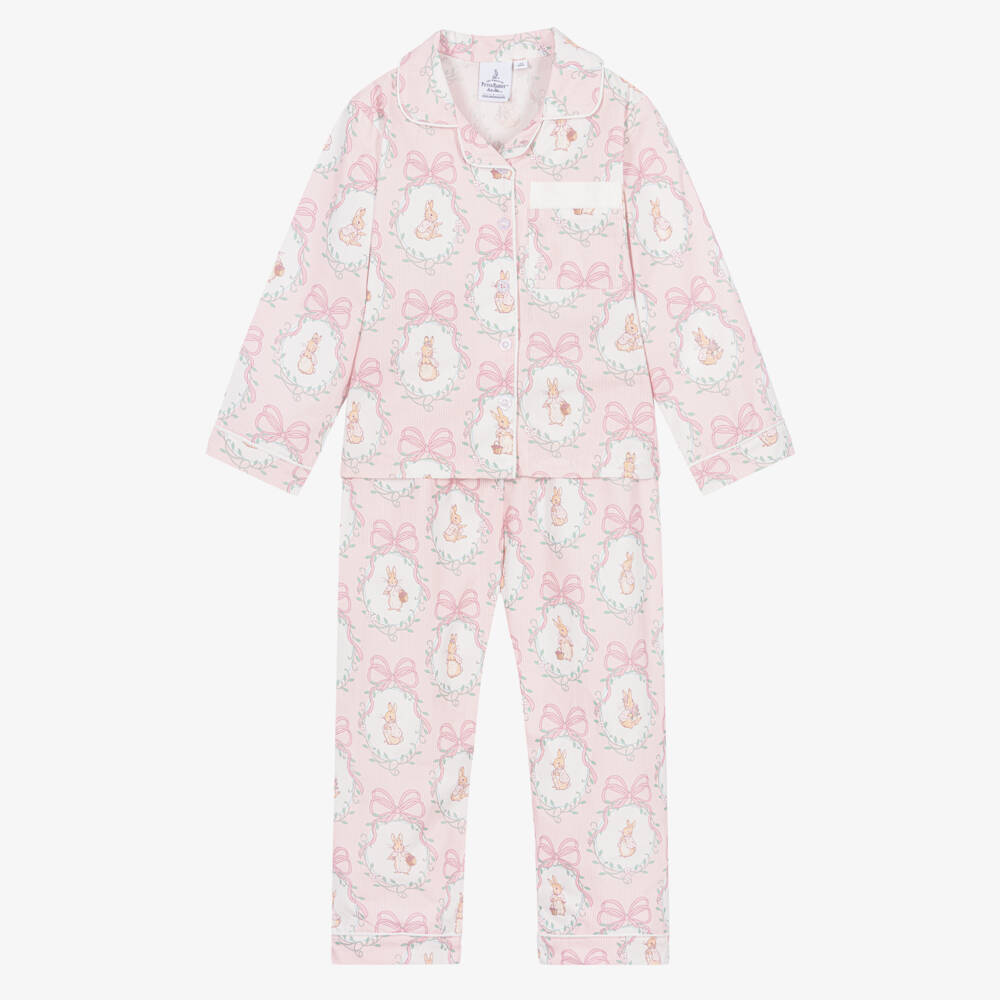 Peter Rabbit™ by Childrensalon-Girls Pink Cotton Flopsy Bunnies Long Pyjamas | Childrensalon