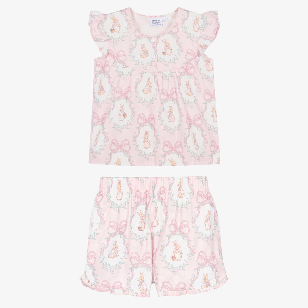 Peter Rabbit™ by Childrensalon-Girls Pink Cotton Flopsy Bunnies Short Pyjamas | Childrensalon