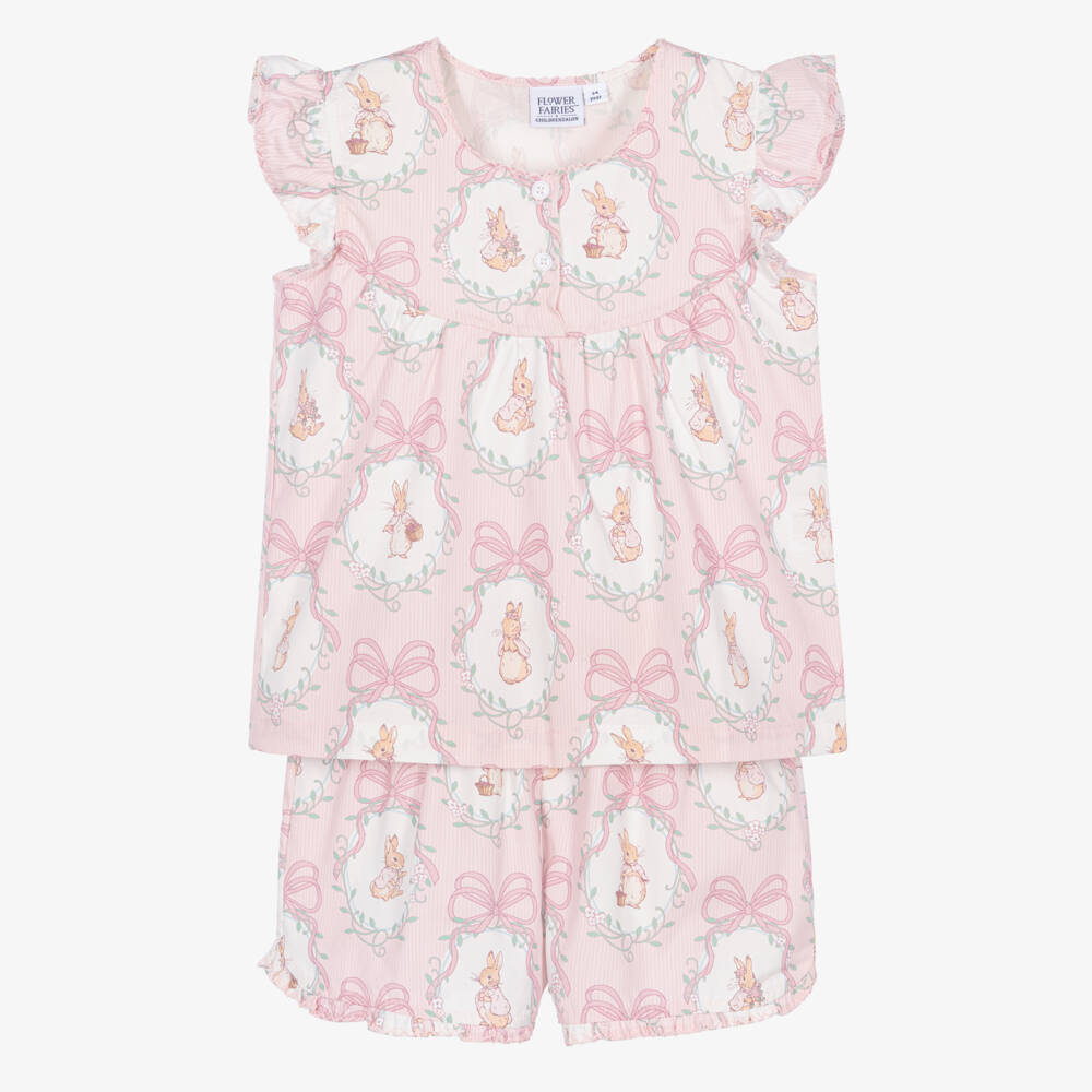 Peter Rabbit™ by Childrensalon-Girls Pink Cotton Flopsy Bunnies Short Pyjamas | Childrensalon