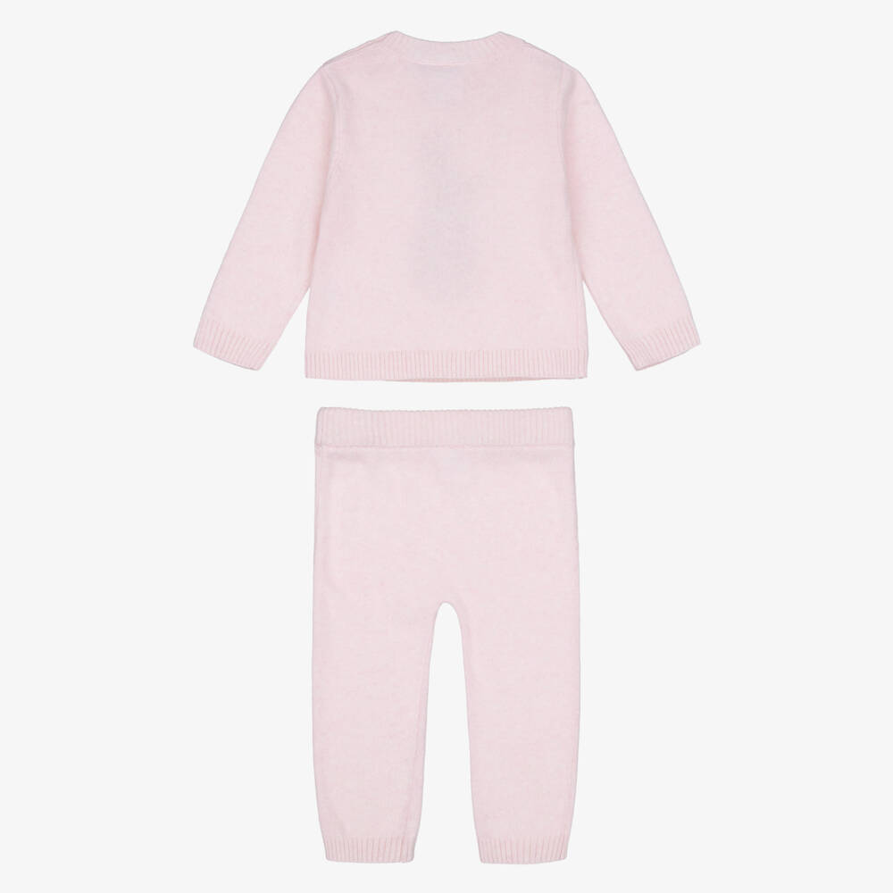 Peter Rabbit™ by Childrensalon-Girls Pink Merino Wool Knit Trouser Set with Cashmere | Childrensalon