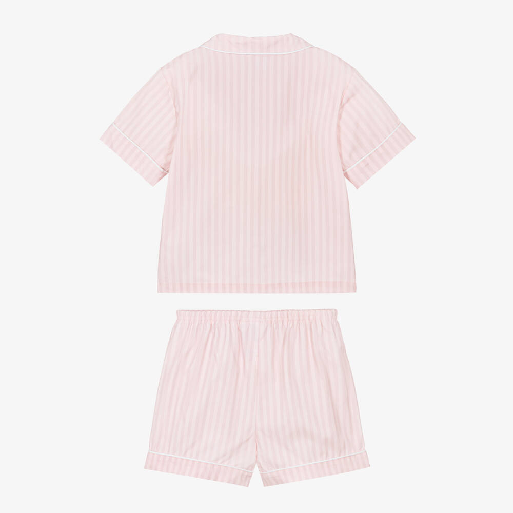 Peter Rabbit™ by Childrensalon-Girls Striped Pink Cotton Short Pyjamas | Childrensalon