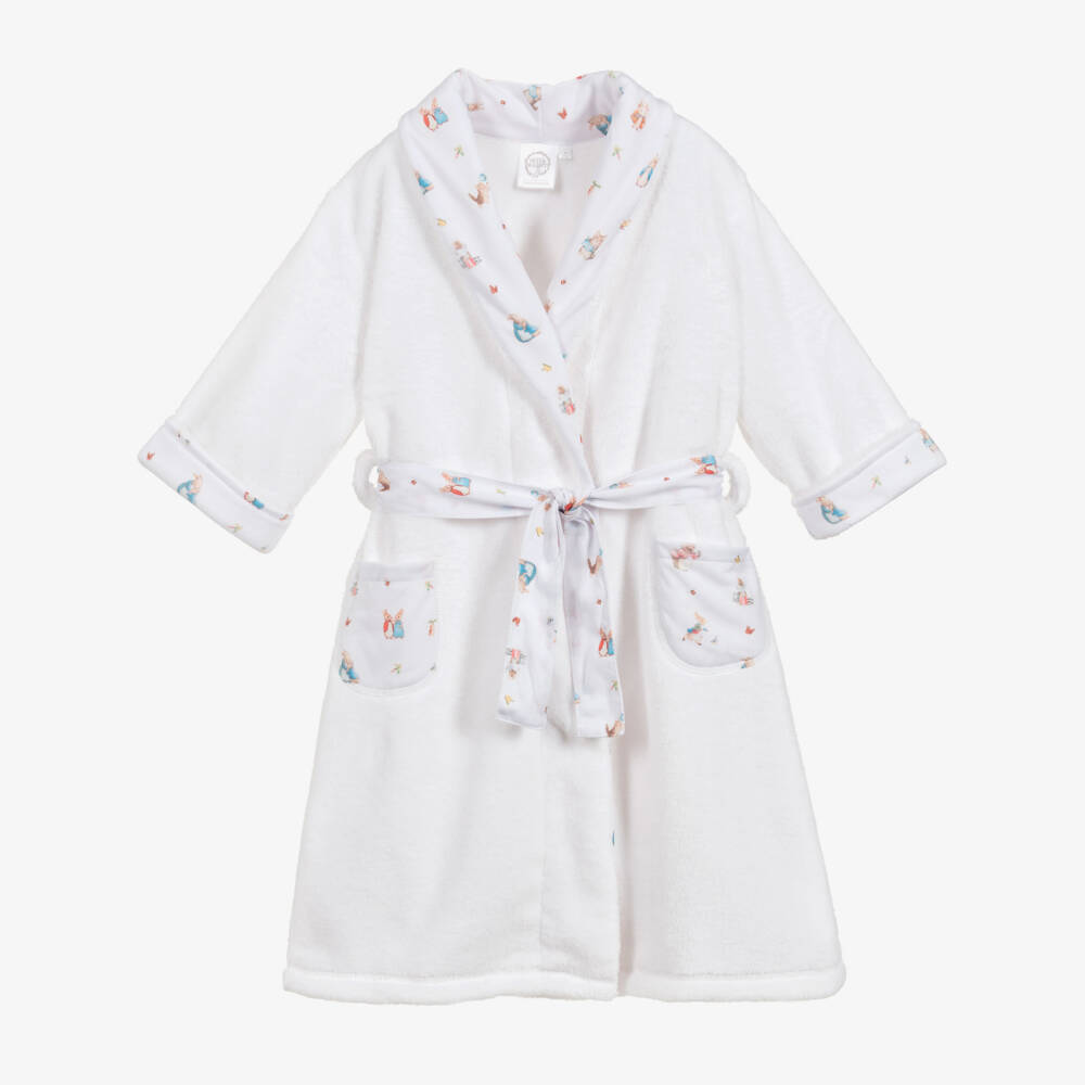 Peter Rabbit™ by Childrensalon-Белый флисовый халат для девочек | Childrensalon