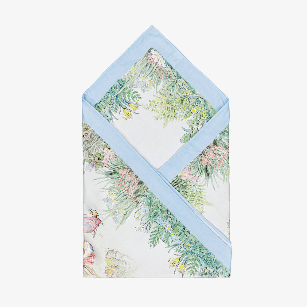 Peter Rabbit™ by Childrensalon-Ivory & Blue Cotton Swaddle (100cm) | Childrensalon