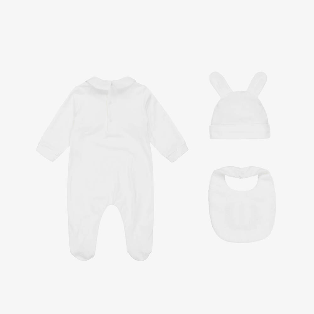 Peter Rabbit™ by Childrensalon-Ivory Cotton & Linen Babysuit Set with Beige Embroidery | Childrensalon