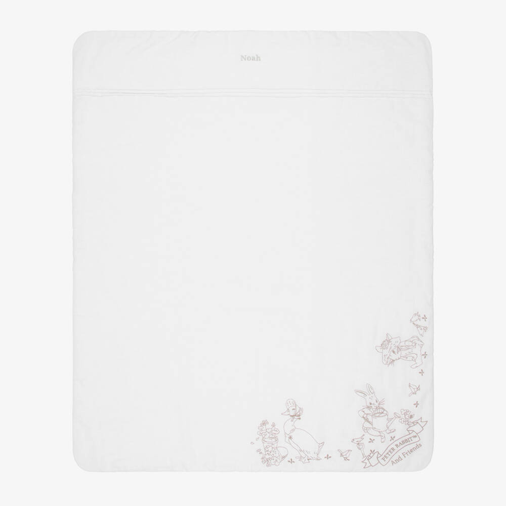 Peter Rabbit™ by Childrensalon-Personalised Ivory Cotton Babysuit Set with Beige Embroidery | Childrensalon