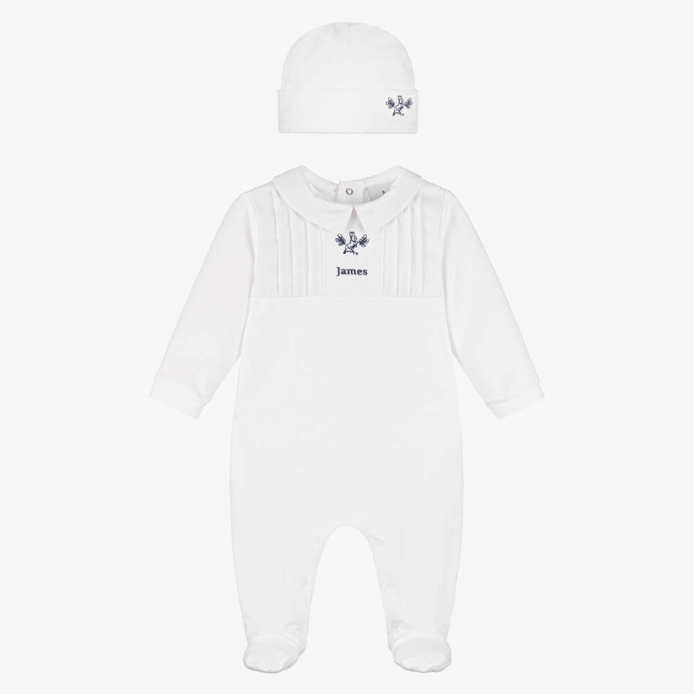 Peter Rabbit™ by Childrensalon-Комбинезон с шапочкой Кролик Питер именной белый хлопковый | Childrensalon