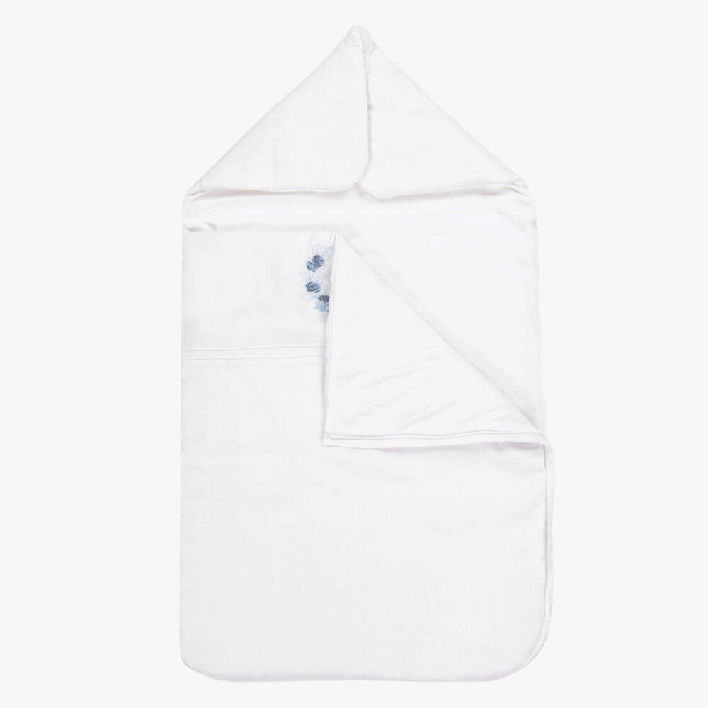 Peter Rabbit™ by Childrensalon-Personalised White Linen & Cotton Baby Nest (82cm) | Childrensalon