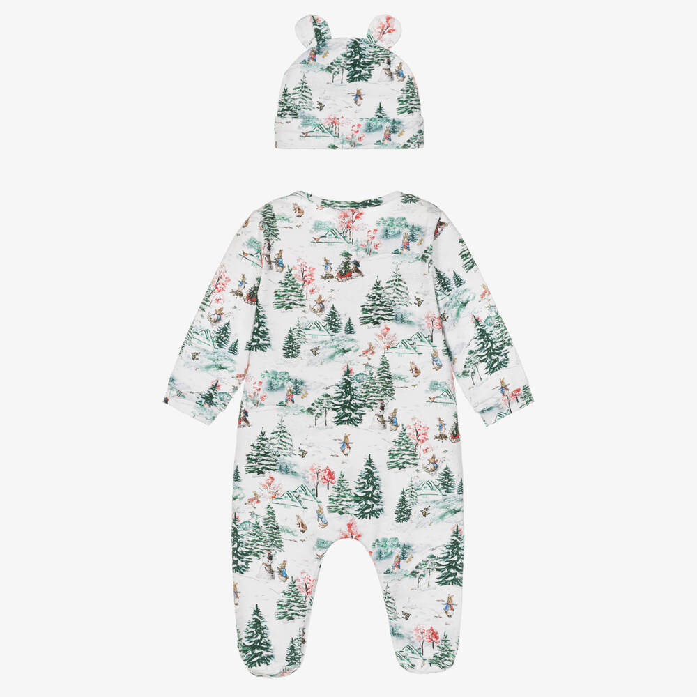 Peter Rabbit™ by Childrensalon-Peter Rabbit Babygrow & Hat Set with Woodland Print | Childrensalon