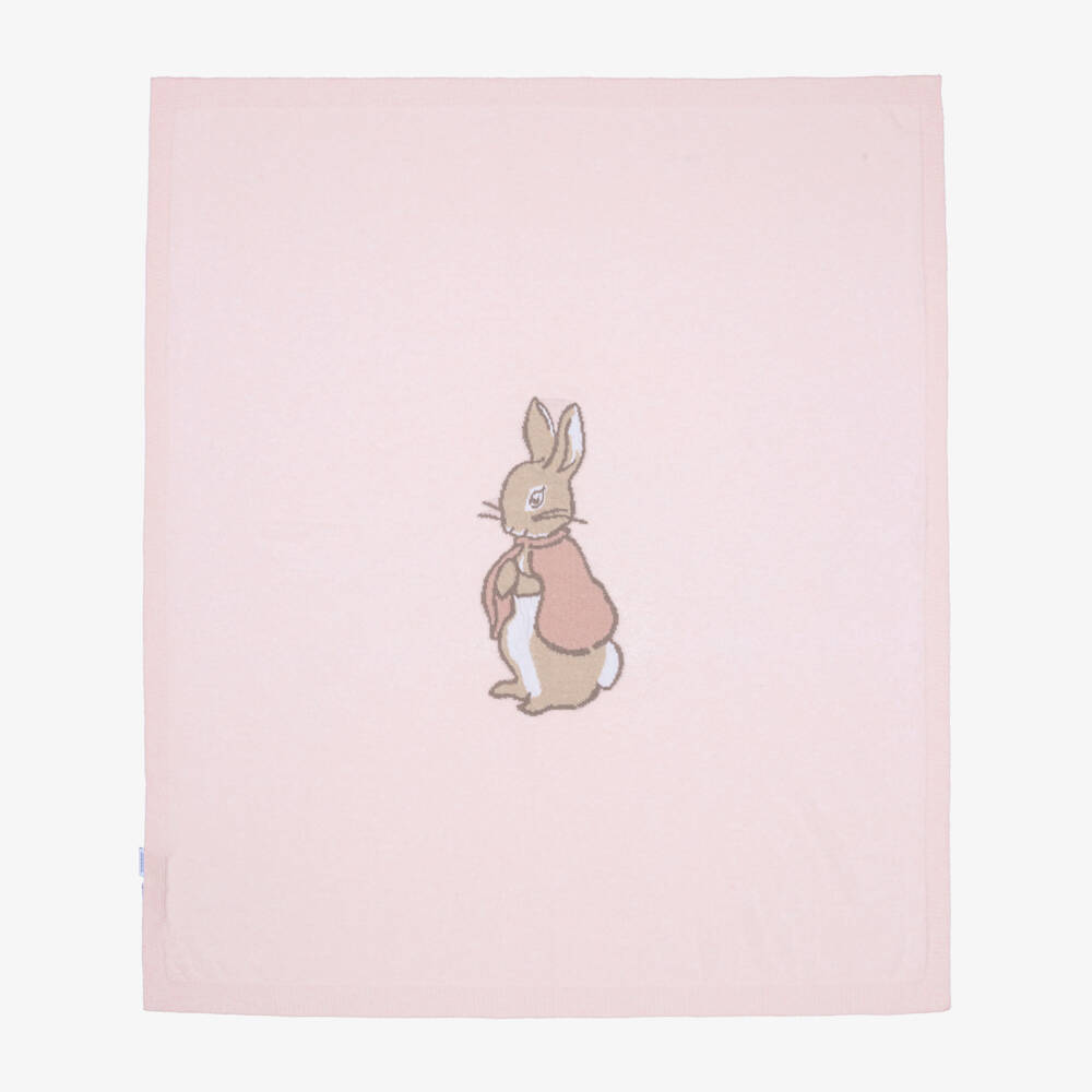 Peter Rabbit™ by Childrensalon-Pink Knitted Merino Wool Blanket with Cashmere (102cm) | Childrensalon