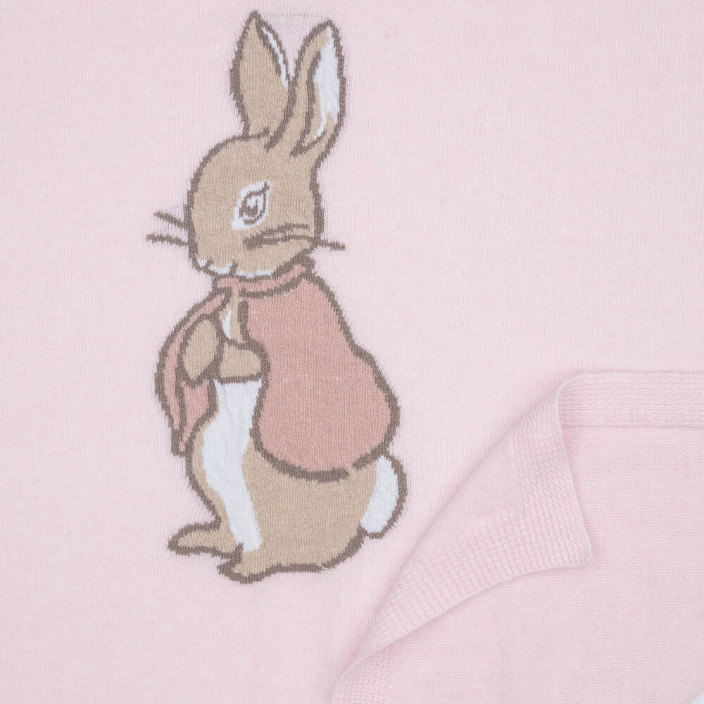 Peter Rabbit™ by Childrensalon-Pink Knitted Merino Wool Blanket with Cashmere (102cm) | Childrensalon