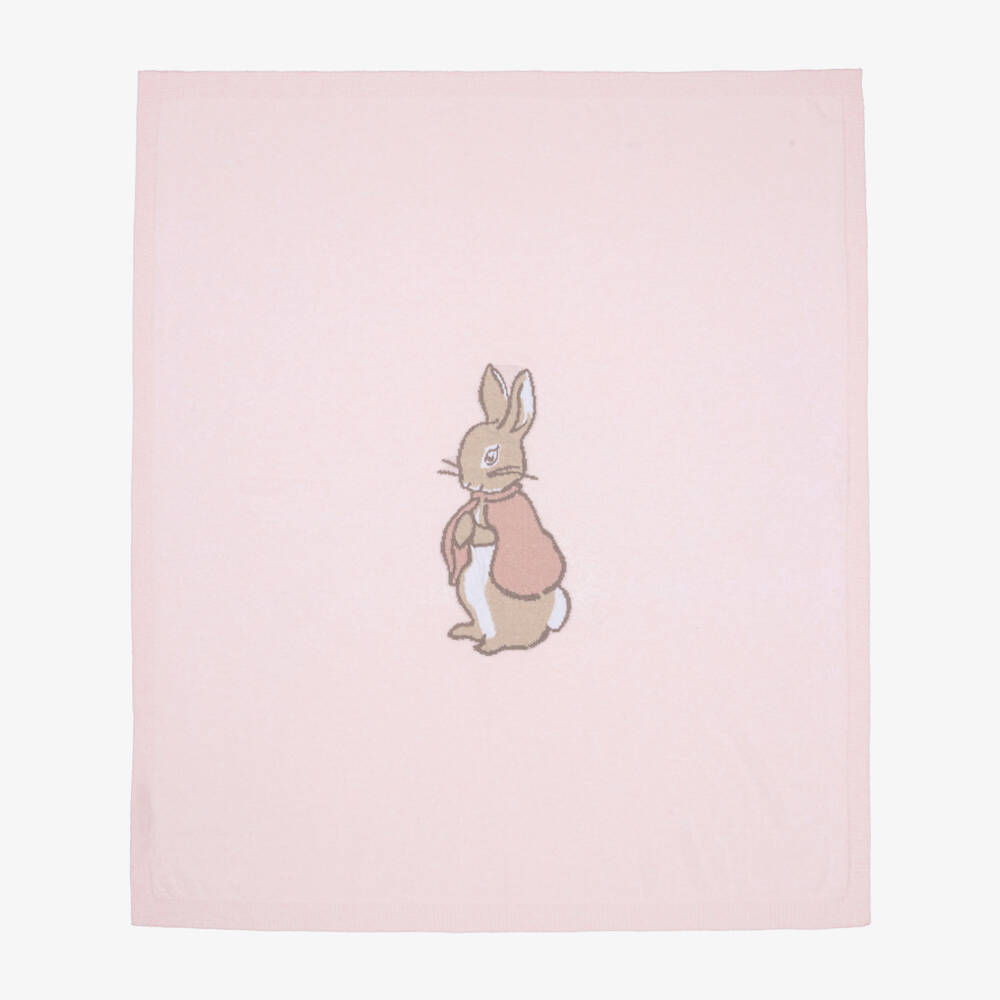 Peter Rabbit™ by Childrensalon-بطانية صوف مارينو وكشمير محبوكة لون زهري (102 سم) | Childrensalon