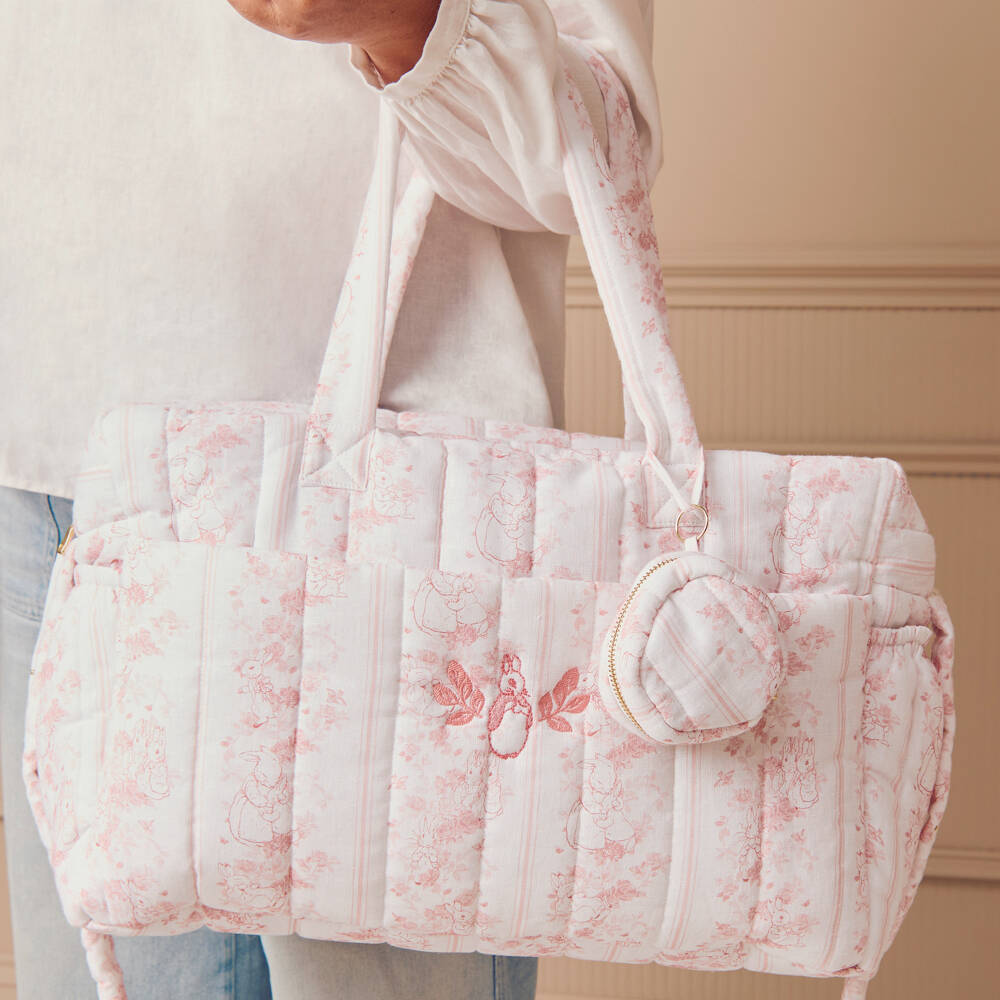 Peter Rabbit™ by Childrensalon-Pink Linen-Blend Weekend Changing Bag & Outfit Gift Set (42cm) | Childrensalon