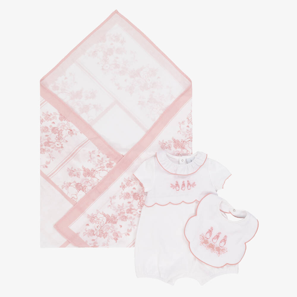 Peter Rabbit™ by Childrensalon-Pink Linen-Blend Weekend Changing Bag & Outfit Gift Set (42cm) | Childrensalon