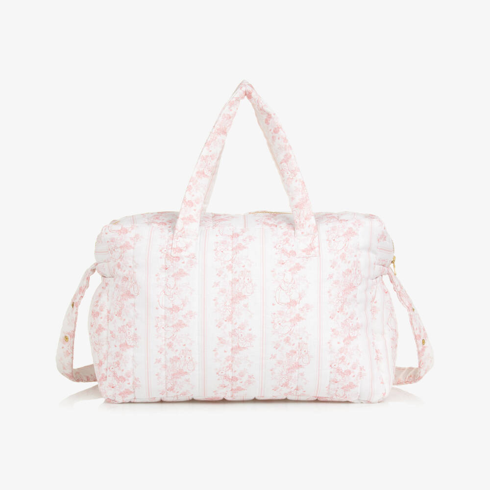 Peter Rabbit™ by Childrensalon-Пеленальная сумка розовая из льна и хлопка (42см) | Childrensalon