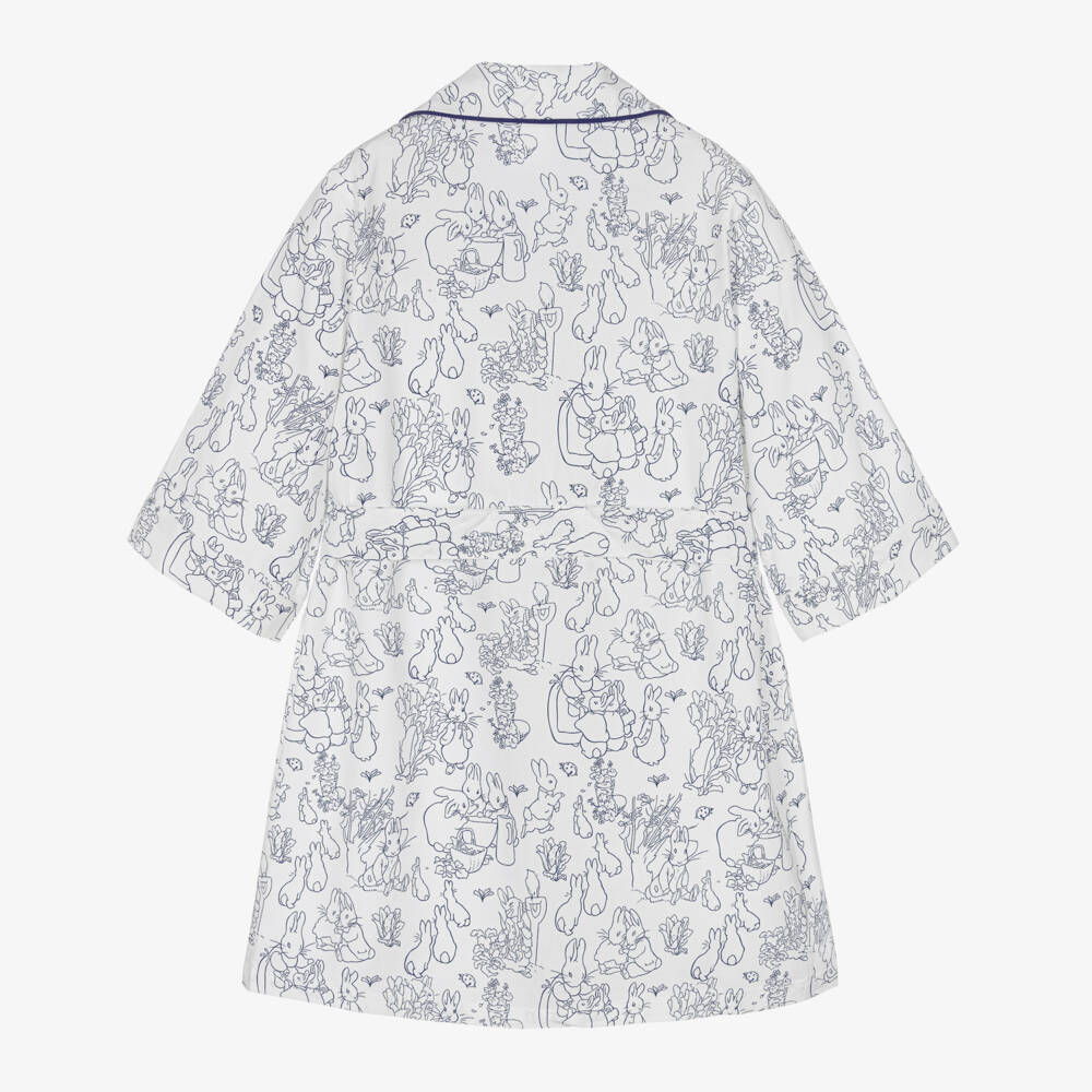 Peter Rabbit™ by Childrensalon-White & Blue Cotton Dressing Gown | Childrensalon