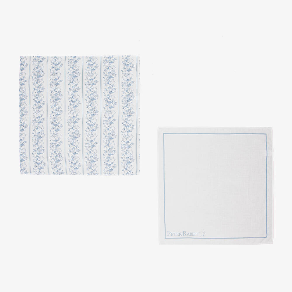 Peter Rabbit™ by Childrensalon-White & Blue Cotton Muslins (2 Pack) | Childrensalon