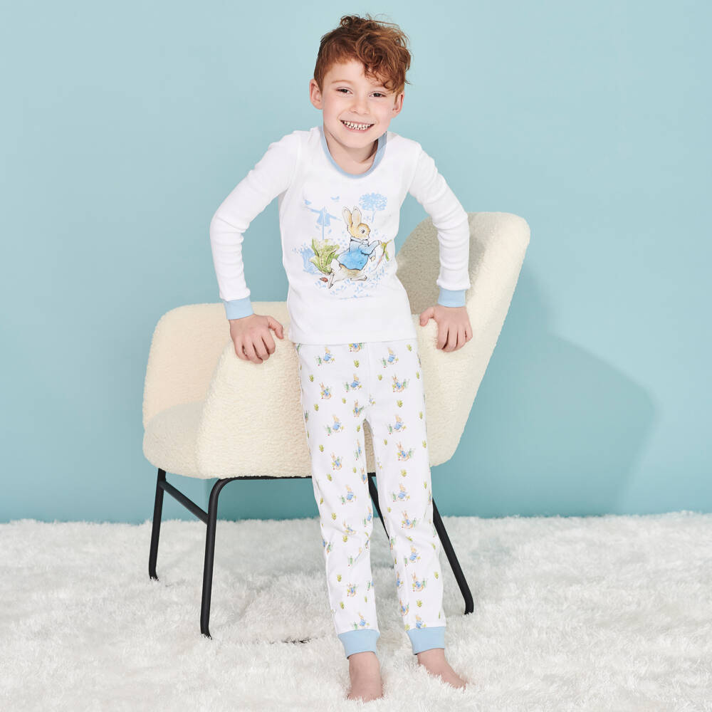 Peter Rabbit™ by Childrensalon-Бело-голубая пижама из хлопка | Childrensalon