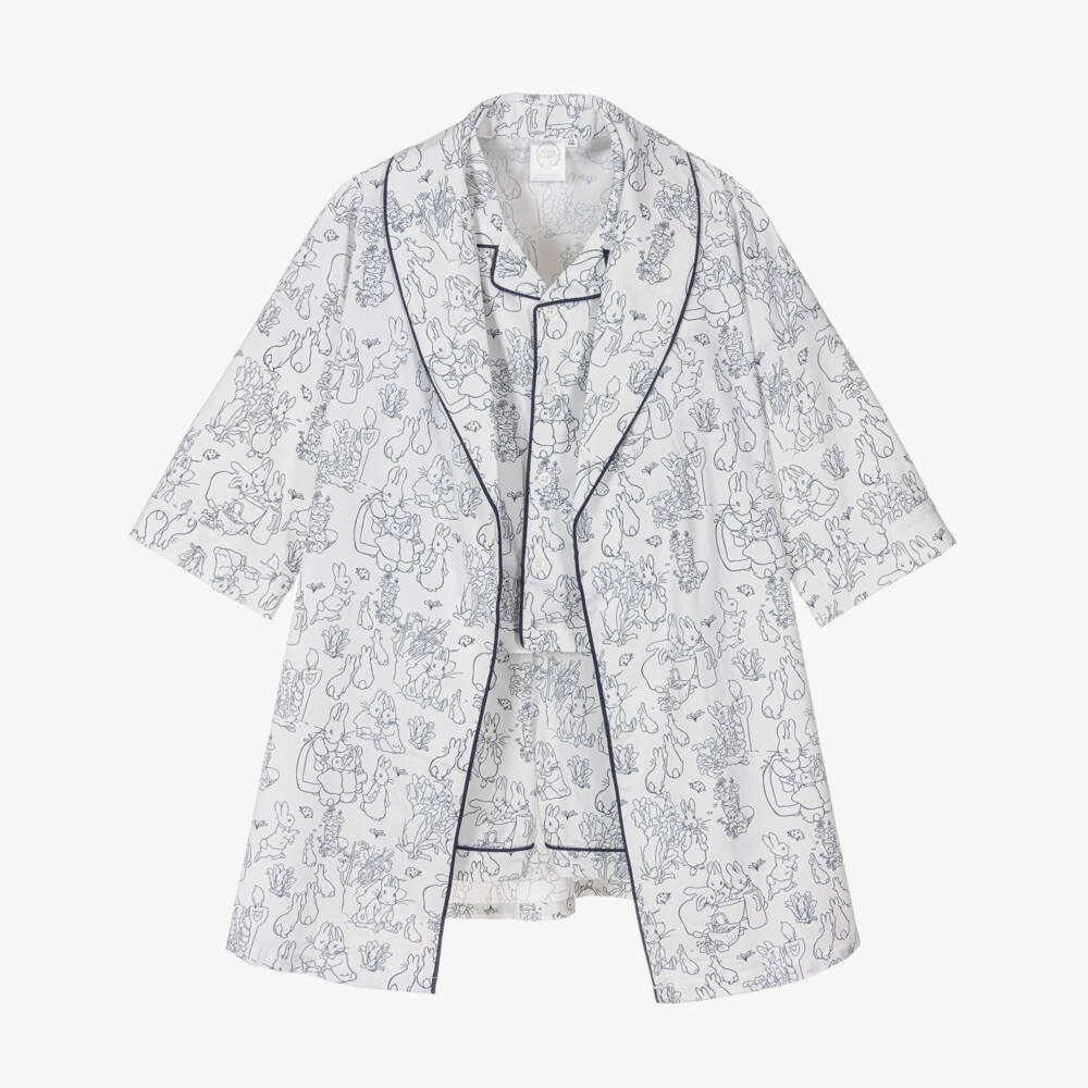 Peter Rabbit™ by Childrensalon-White & Blue Dressing Gown & Short Pyjamas Set   | Childrensalon