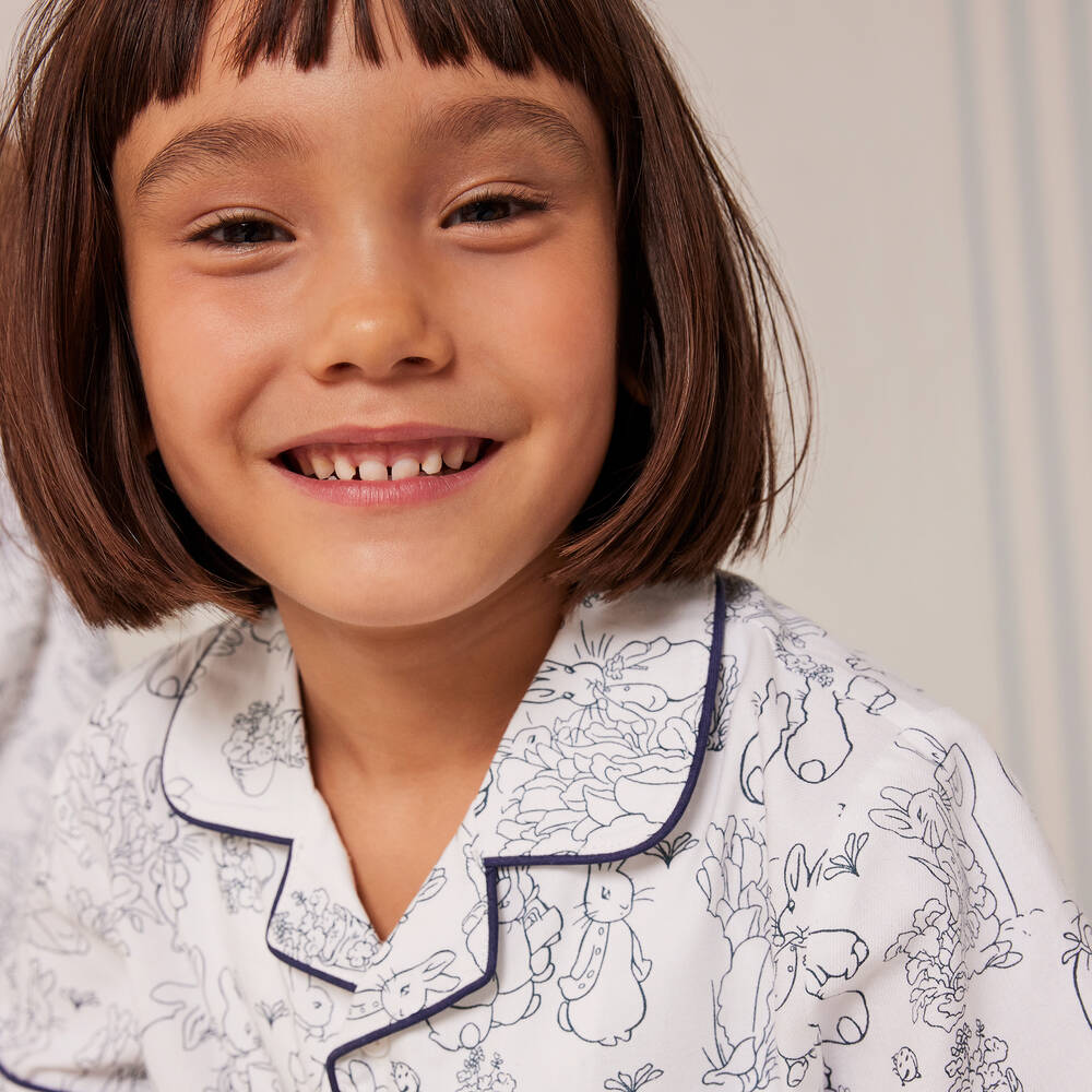 Peter Rabbit™ by Childrensalon-Короткая бело-голубая пижама из хлопка | Childrensalon