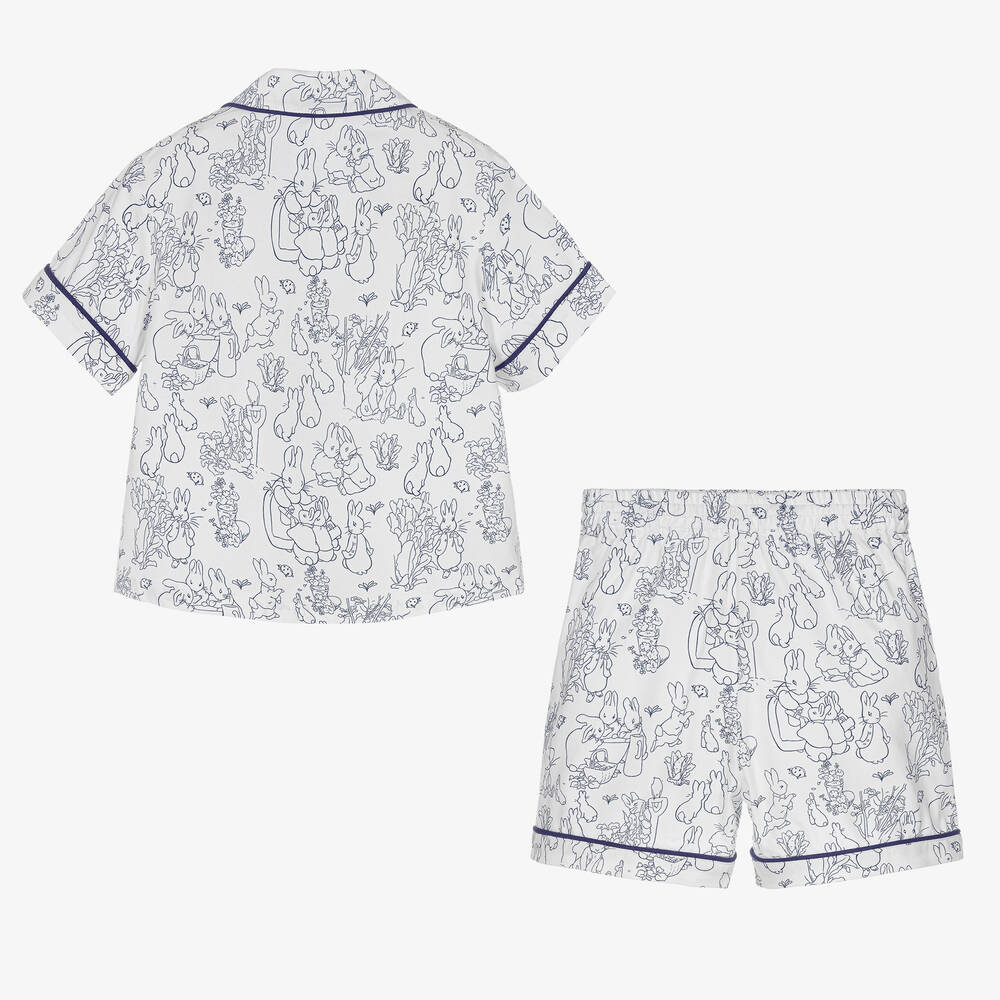 Peter Rabbit™ by Childrensalon-Короткая бело-голубая пижама из хлопка | Childrensalon