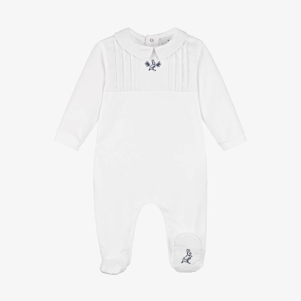 Peter Rabbit™ by Childrensalon-White Cotton Babygrow & Hat Set | Childrensalon