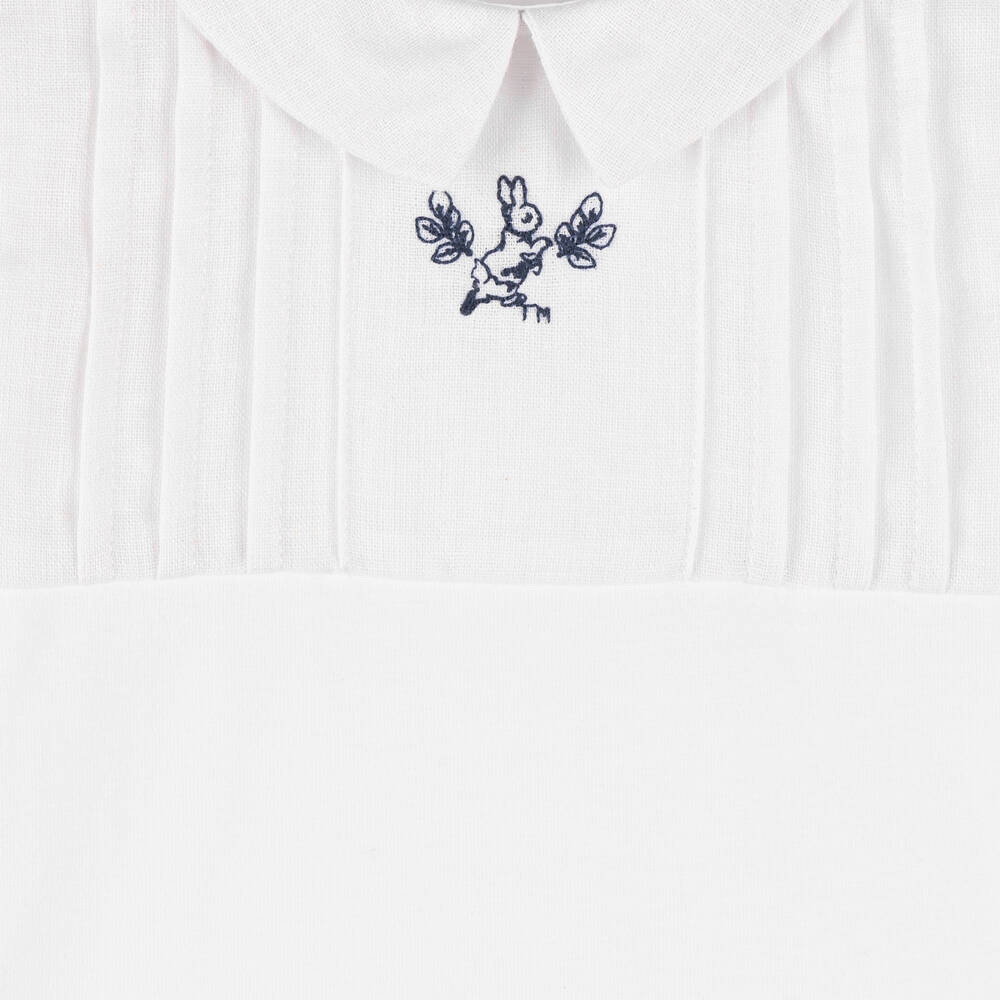 Peter Rabbit™ by Childrensalon-White Cotton Babygrow & Hat Set | Childrensalon