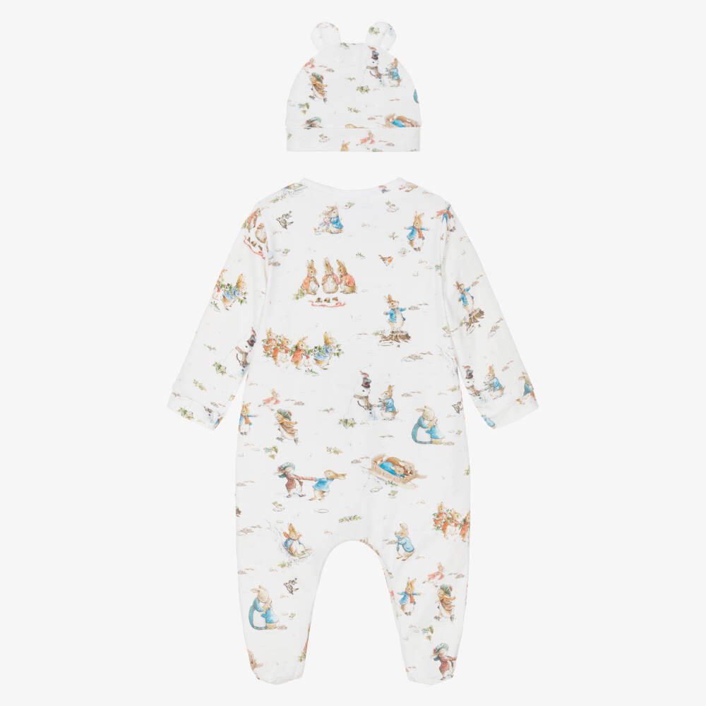 Peter Rabbit™ by Childrensalon-Комплект с комбинезоном и книгой белый из хлопка с зимними сценками | Childrensalon