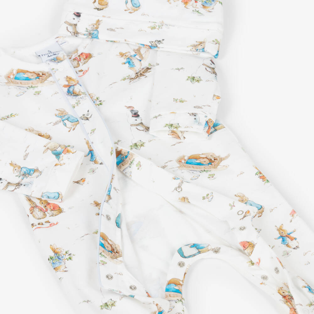 Peter Rabbit™ by Childrensalon-Комплект с комбинезоном и книгой белый из хлопка с зимними сценками | Childrensalon