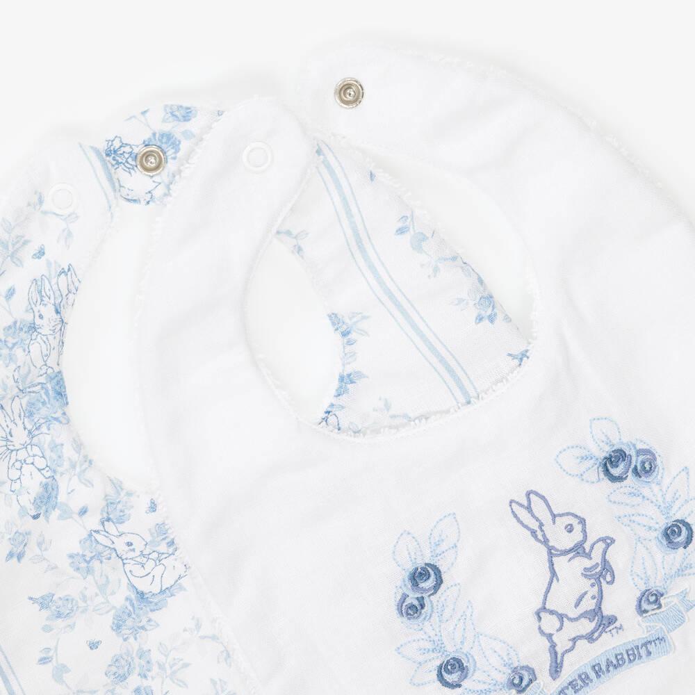 Peter Rabbit™ by Childrensalon-White Cotton & Linen Bibs (2 Pack)  | Childrensalon