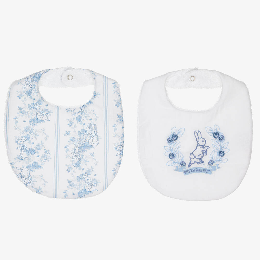 Peter Rabbit™ by Childrensalon-White Cotton & Linen Bibs (2 Pack)  | Childrensalon
