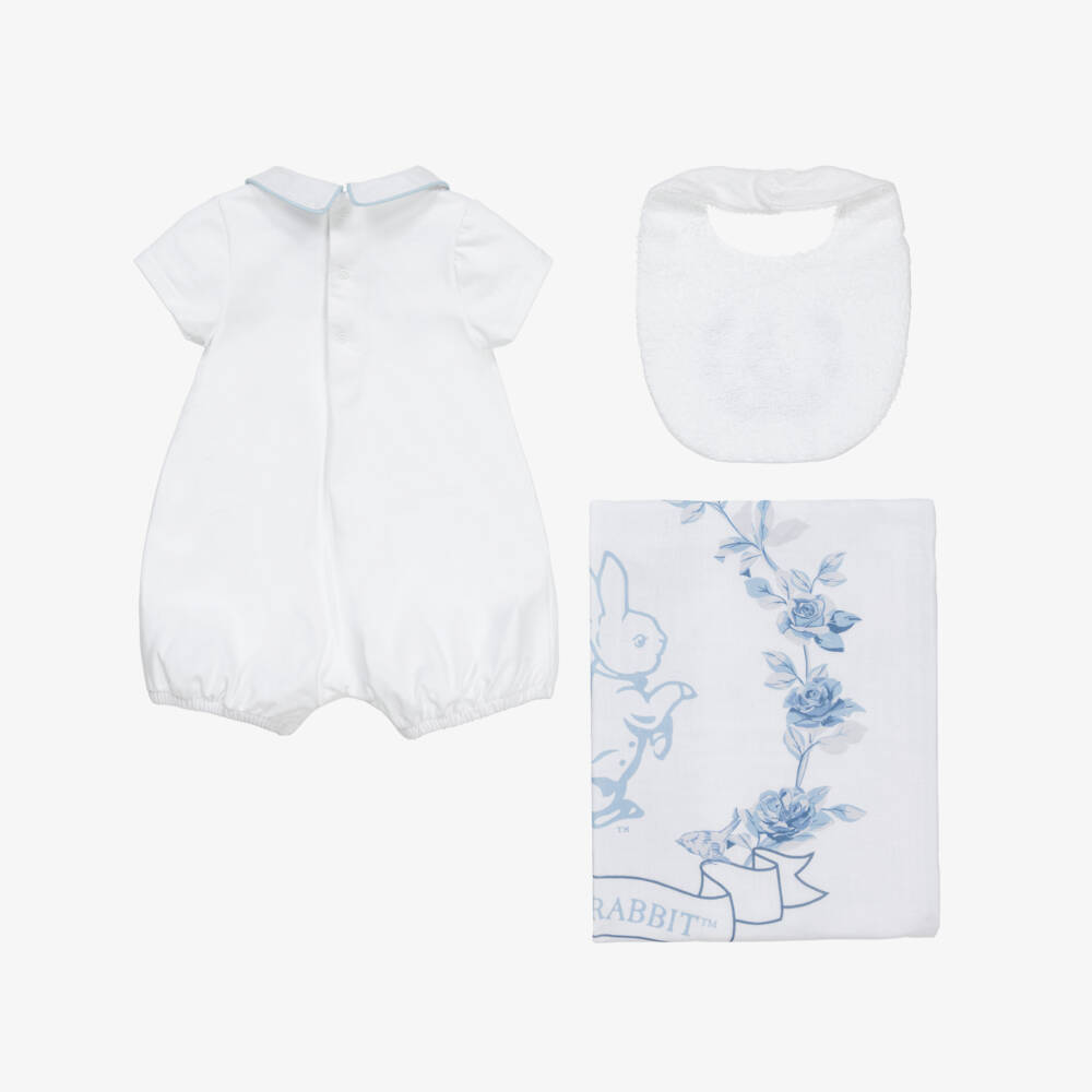 Peter Rabbit™ by Childrensalon-White Cotton Shortie, Bib & Swaddle Gift Set | Childrensalon