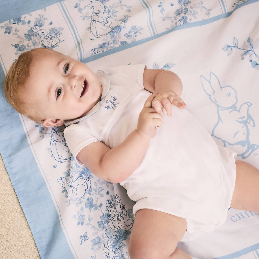 Peter Rabbit™ by Childrensalon-White Cotton Shortie, Bib & Swaddle Gift Set | Childrensalon