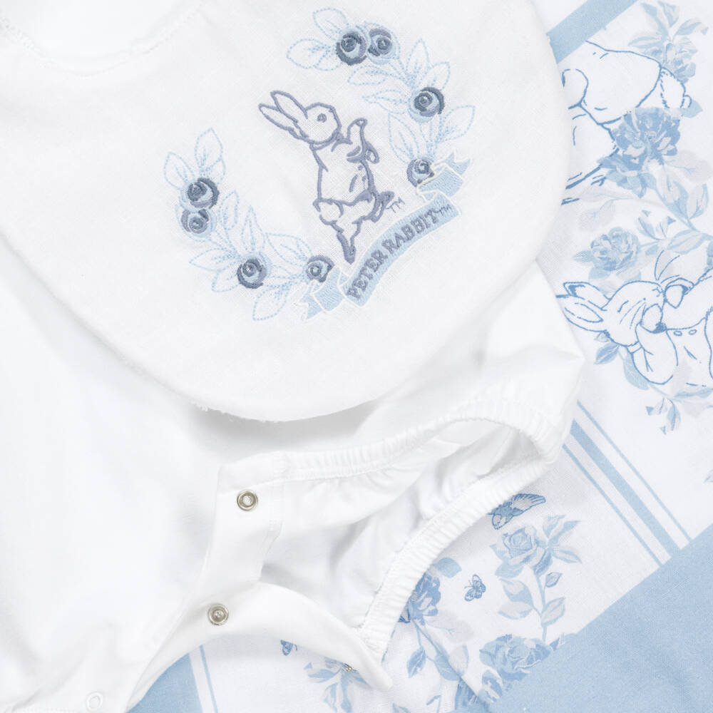 Peter Rabbit™ by Childrensalon-White Cotton Shortie, Bib & Swaddle Gift Set | Childrensalon