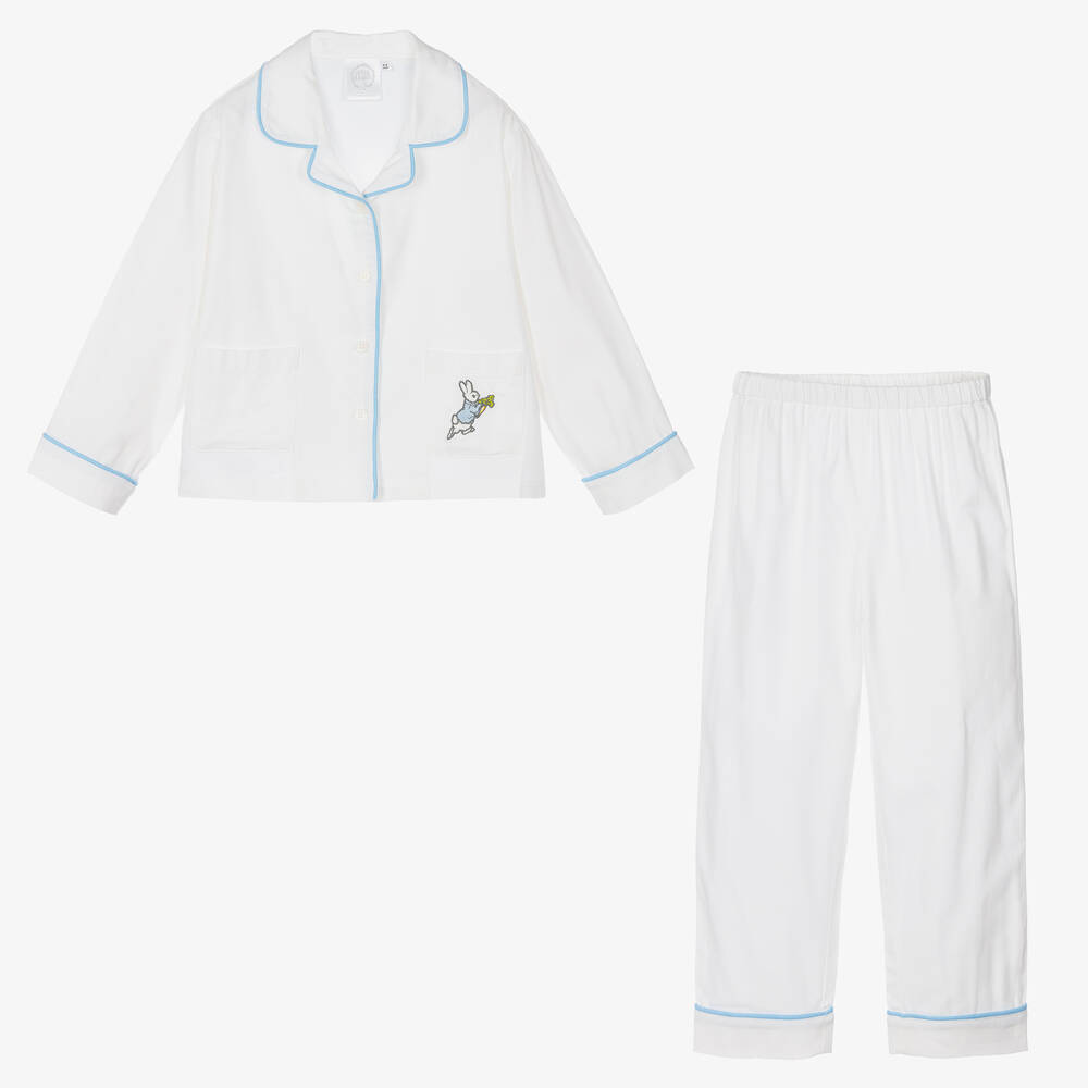 Peter Rabbit™ by Childrensalon-White Embroidered Cotton Pyjamas | Childrensalon