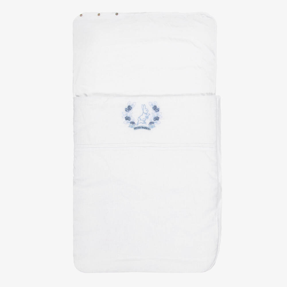 Peter Rabbit™ by Childrensalon-Конверт белый из льна и хлопка с вышивкой Питер Кролик (82см) | Childrensalon