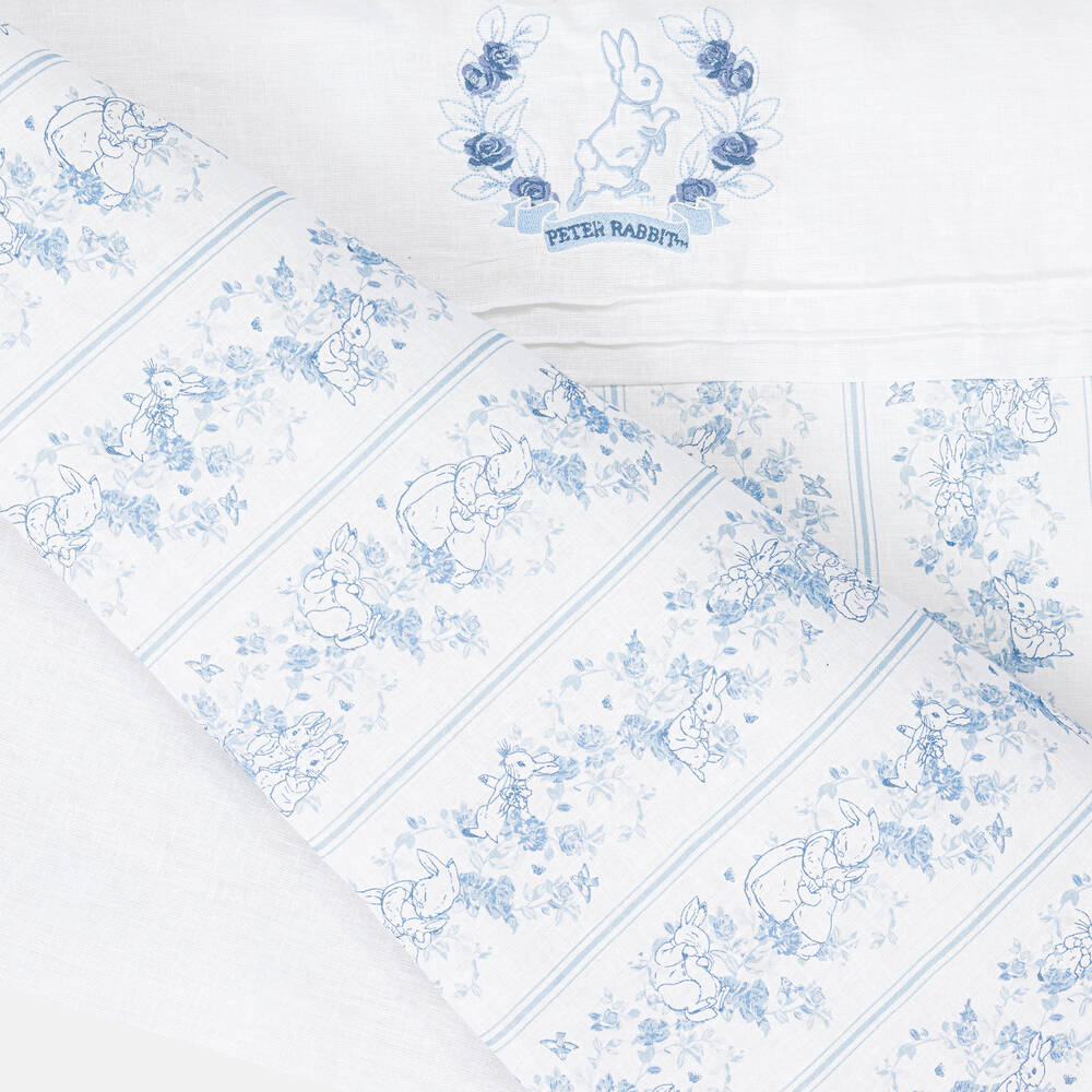 Peter Rabbit™ by Childrensalon-White Padded Linen & Cotton Blanket (97cm) | Childrensalon