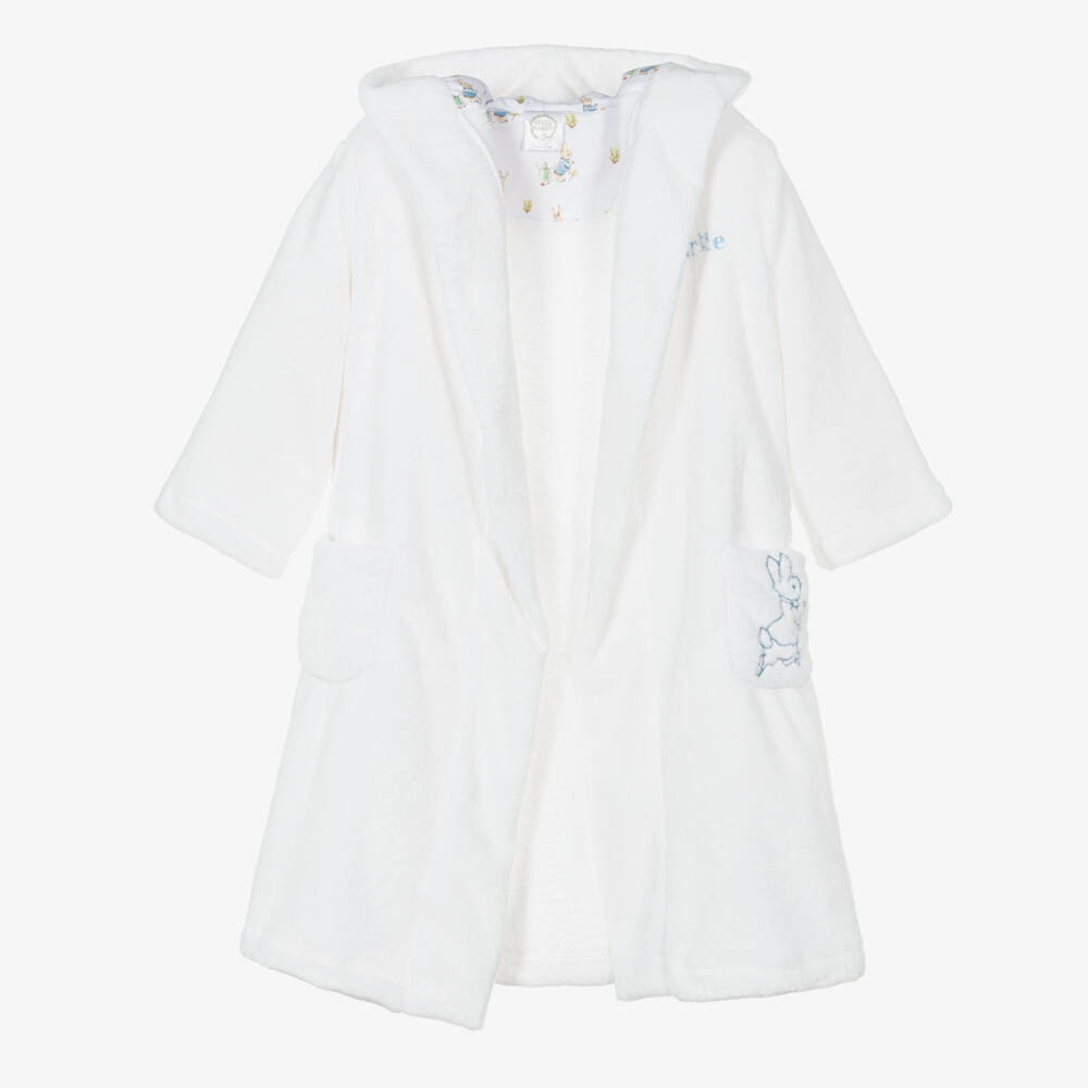 Peter Rabbit™ by Childrensalon-White Personalised Plush Fleece Dressing Gown | Childrensalon