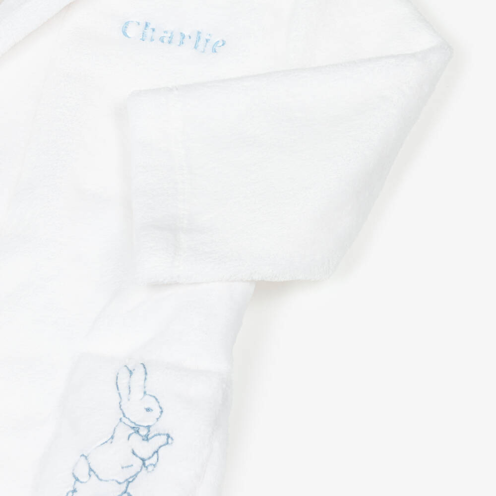 Peter Rabbit™ by Childrensalon-White Personalised Plush Fleece Dressing Gown | Childrensalon