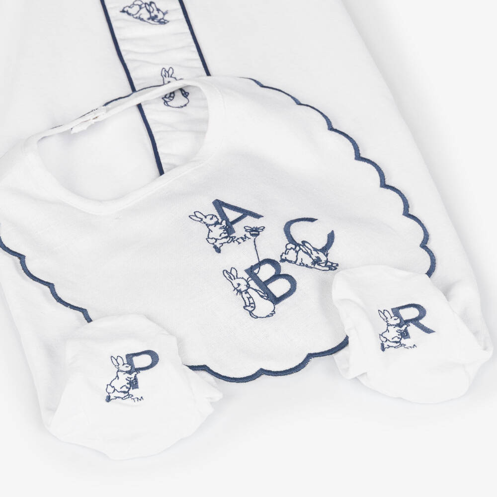 Peter Rabbit™ by Childrensalon-White Peter Rabbit Alphabet Babygrow & Bib Set | Childrensalon