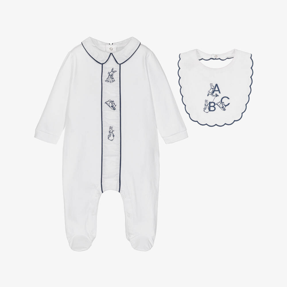 Peter Rabbit™ by Childrensalon-White Peter Rabbit Alphabet Babygrow & Bib Set | Childrensalon